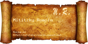 Mititzky Romola névjegykártya